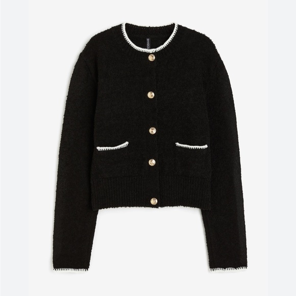 Divided Sweaters - Divided Black Cardigan with Gold Buttons